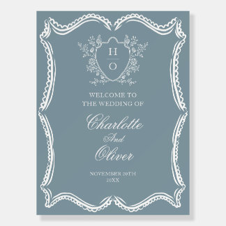 Vintage Floral Crest Lace Welcome Sign Wedding