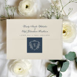 Vintage Floral Crest Navy & Cream Monogram Wedding Square Sticker<br><div class="desc">***this design is part of a collection*** Transport your wedding guests back in time with elegance and charm. This stunning collection encapsulates a sophisticated elegant vintage style with intricately woven botanical floral wreath framing your personalized monograms. - Formal vintage style with monogrammed floral wreaths - Comprehensive wedding collection including invitations,...</div>