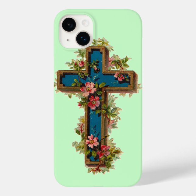 Vintage Floral Cross Case-Mate iPhone Case (Back)