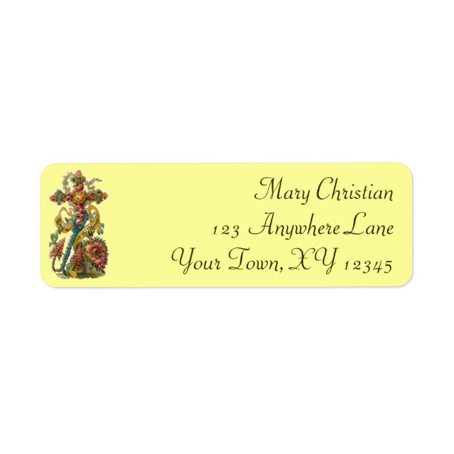 Vintage Floral Cross Label (Front)