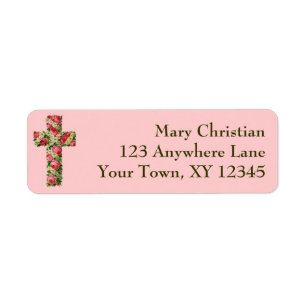 Vintage Floral Cross Label