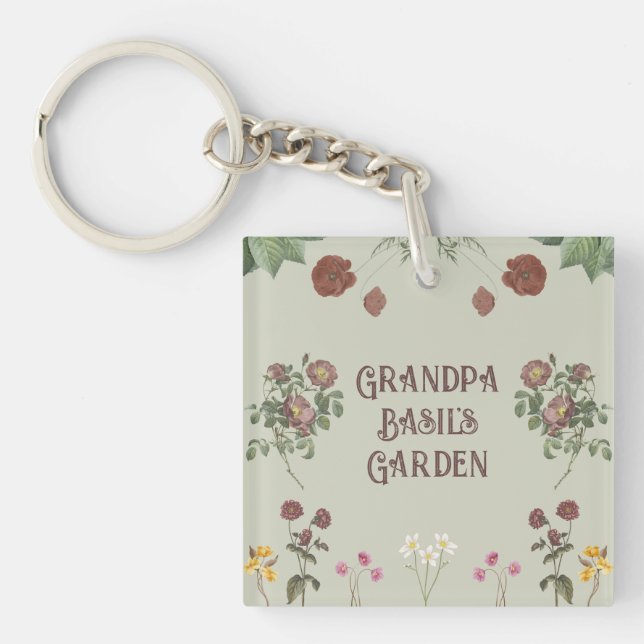 Vintage Floral Custom Garden Keychain (Front)