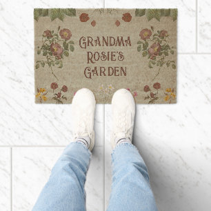Vintage Floral Custom Personal Garden Fiber Doormat