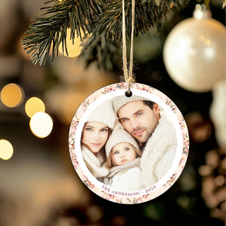 Vintage Floral Customizable Flat Ceramic Ornamen Ceramic Ornament