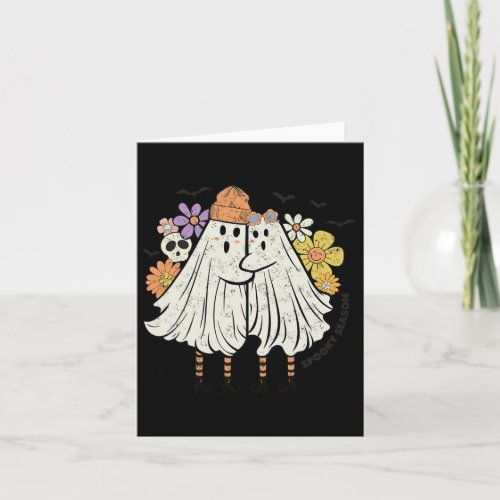 Vintage Floral Cute Ghost Halloween  Card