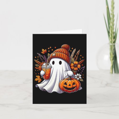 Vintage Floral Cute Ghost Pumpkin Halloween Ghost  Card