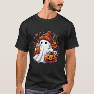 Vintage Floral Cute Ghost Pumpkin Halloween Ghost T-Shirt