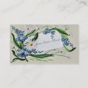 Vintage Floral, Daisies and Bluebells, Custom Business Card