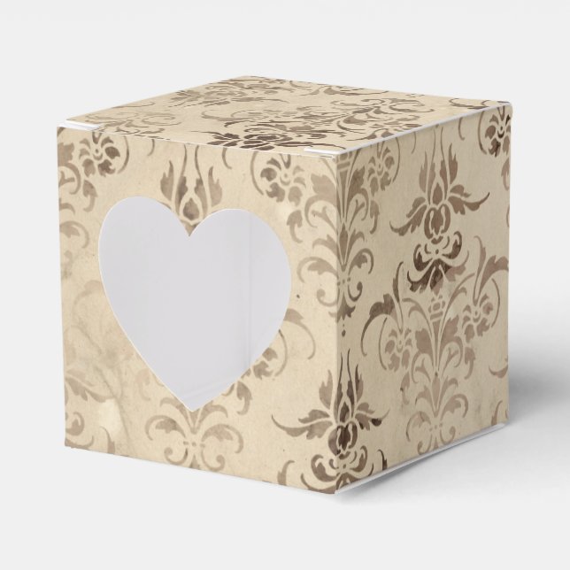Vintage Floral Damask Favor Boxes (Front Side)