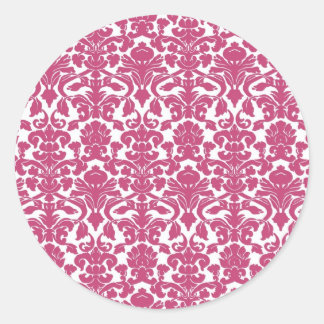 Vintage Floral Damask Fuchsia Rose Card Sticker