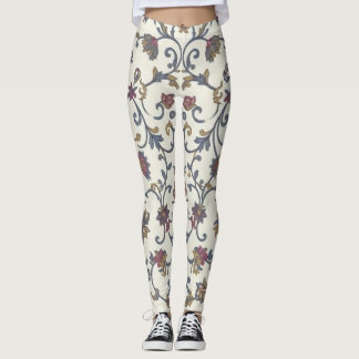 Vintage Floral Damask Leggings Ornate Vintage Tape