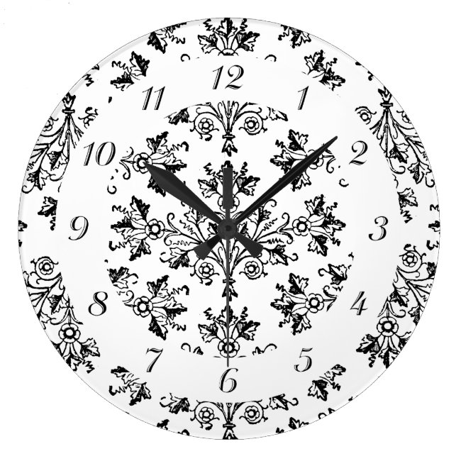 Vintage Floral Damask Pattern With Numbers Clock