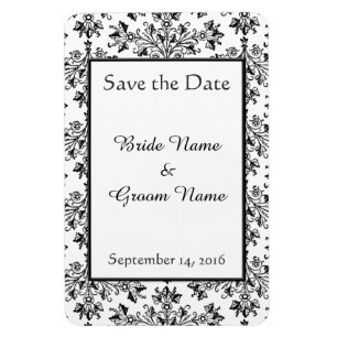 Vintage Floral Damask Save the Date Magnet