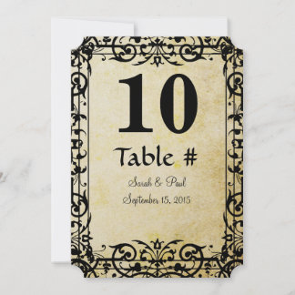 Vintage Floral Damask Wedding Table No. Invitation