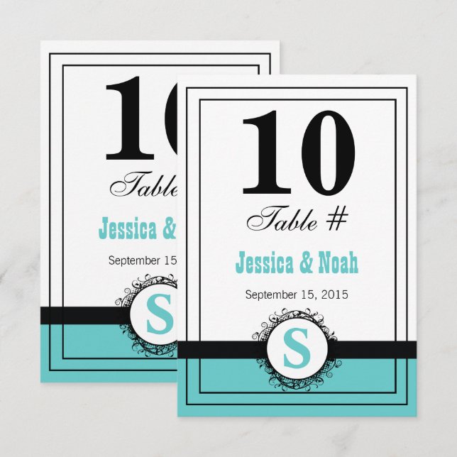 Vintage Floral Damask Wedding Table No. Invitation (Front/Back)