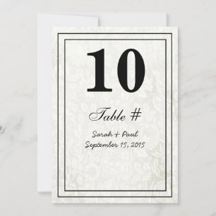 Vintage Floral Damask Wedding Table Number Card