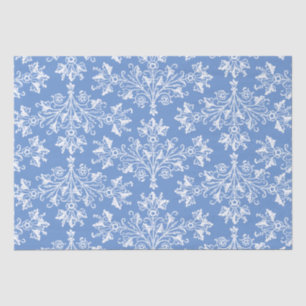 Vintage Floral Damask White and Cornflower Blue Tissue Paper