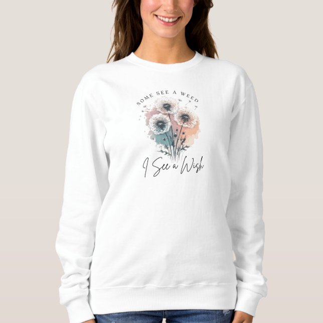 Vintage Floral Dandelion Wish Trendy Botanical  Sweatshirt (Front)