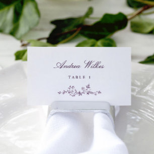 Vintage Floral Dark Purple Wedding Escort Cards