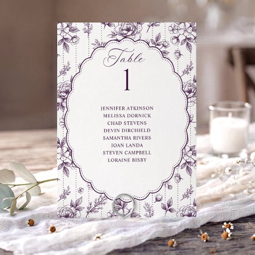 Vintage Floral Dark Purple Wedding Seating Chart