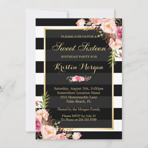 Vintage Floral Decor for Sweet Sixteen Party Card