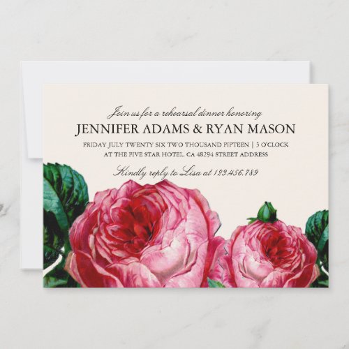 VINTAGE FLORAL DECOUPAGE REHEARSAL DINNER INVITE
