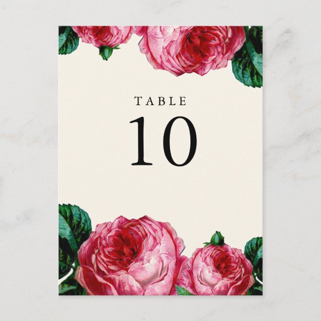 VINTAGE FLORAL DECOUPAGE TABLE NUMBER POST CARDS (Front)