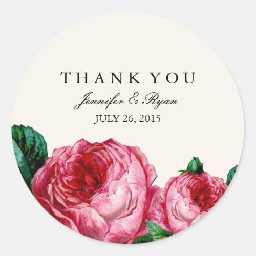 VINTAGE FLORAL DECOUPAGE THANK YOU STICKERS