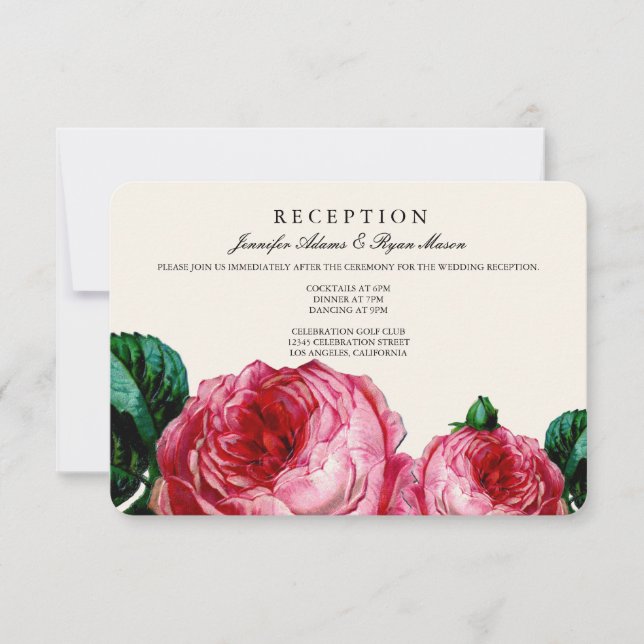 VINTAGE FLORAL DECOUPAGE WEDDING RECEPTION CARDS (Front)