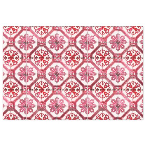 Vintage Floral Delft Pink Tile Decoupage Tissue Pa Tissue Paper