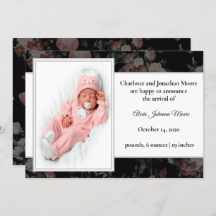Vintage Floral Design Birth Announcement