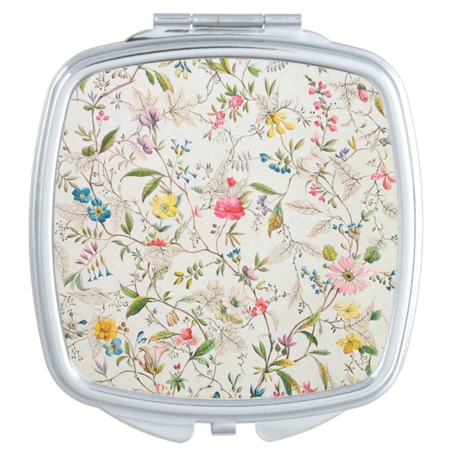 Vintage Floral Design Compact Mirror (Front)