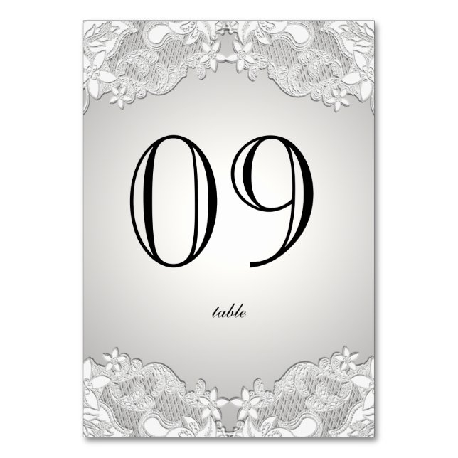Vintage Floral Design Silver Grey Table Number (Front)
