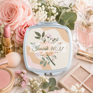 Vintage Floral Design with Bible Verse Gift Compact Mirror