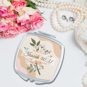 Vintage Floral Design with Bible Verse Gift Compact Mirror