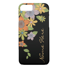 Vintage Floral Design With Custom Text iPhone 8/7 Case