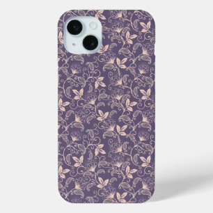 Vintage Floral Design with Swirling Vines iPhone 15 Plus Case