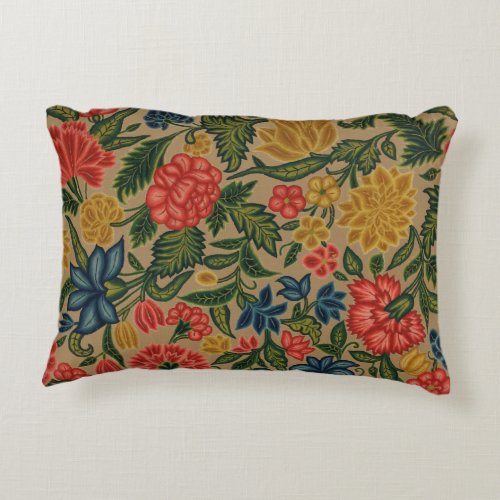 Vintage Floral Designer Garden Artwork Accent Pillow