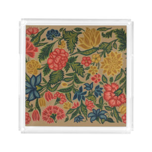Vintage Floral Designer Garden Artwork Acrylic Tray