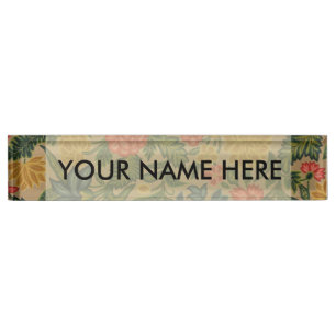 Vintage Floral Designer Garden Artwork Desk Name Plate