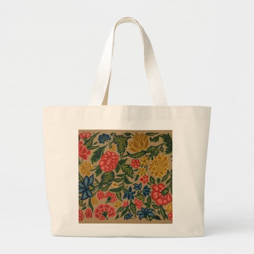 Vintage Floral Designer Garden Artwork Large Tote Bag