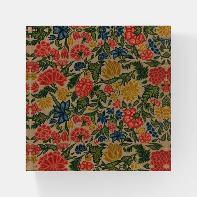 Vintage Floral Designer Garden Artwork Paperweight (Front)