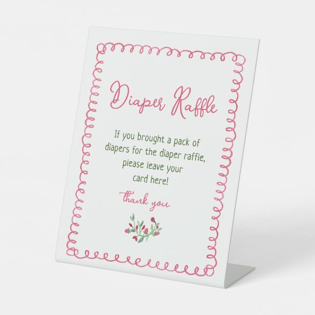Vintage Floral Diaper Raffle Sign (Front)