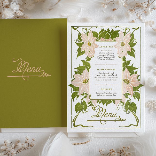 Vintage Floral Dinner Menu Invitation (Creator Uploaded)