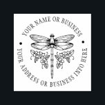 Vintage Floral Dragonfly Name and Return Address Self-inking Stamp<br><div class="desc">Personalized rubber stamp for your holiday mailing return address, small business professional logo and custom info. Vintage and classic design to add some personal touch to your mail and package. Customize the text with your name or business name, address and contact information. Use the Design Tool to further edit the...</div>