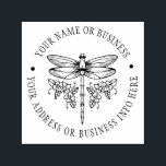 Vintage Floral Dragonfly Name and Return Address Self-inking Stamp<br><div class="desc">Personalized rubber stamp for your holiday mailing return address, small business professional logo and custom info. Vintage and classic design to add some personal touch to your mail and package. Customize the text with your name or business name, address and contact information. Use the Design Tool to further edit the...</div>