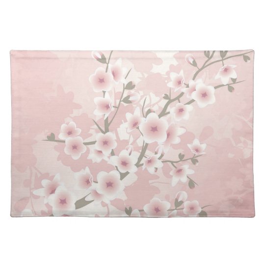 Vintage Floral Dusky Pink Cherry Blossoms Cloth Placemat | Zazzle.com