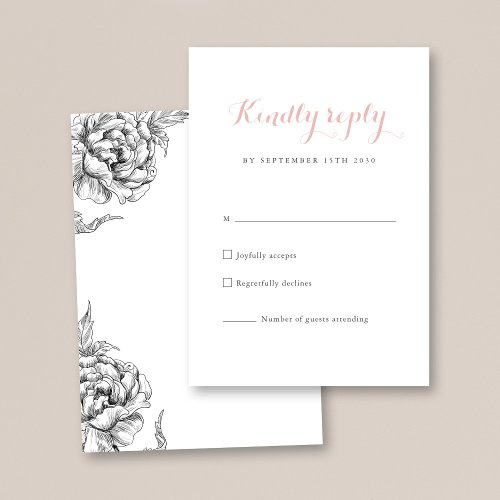 Vintage Floral Dusty Pink Wedding RSVP Card