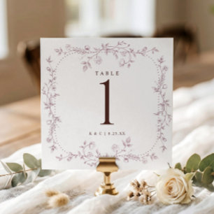 Vintage Floral Dusty Rose Wedding Table Numbers