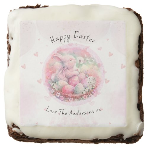 Vintage Floral Easter Bunny Easter Eggs Hearts Brownie